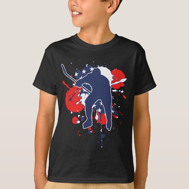 T-shirt Joueur du drapeau américain - Hockey sur glace amé (Devant)