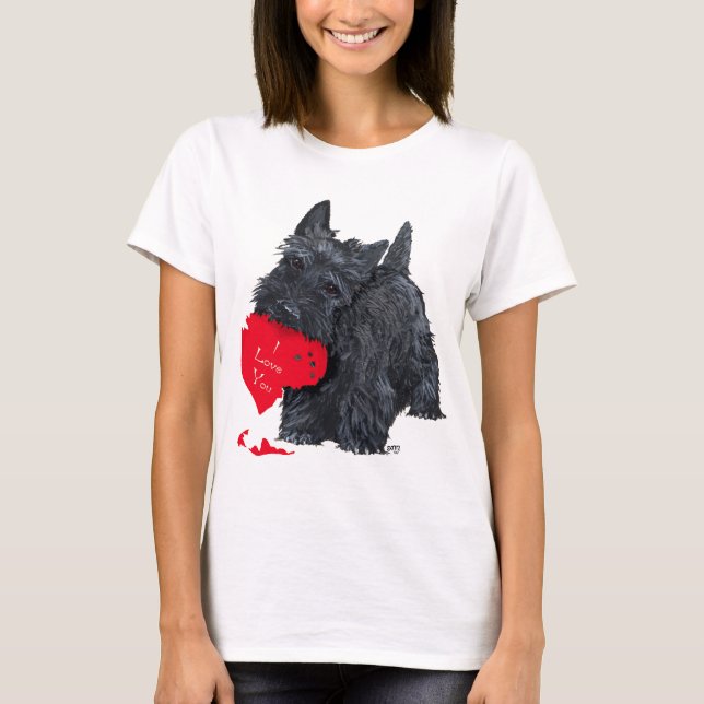 T-shirt Joueur écossais Terrier Valentine (Devant)