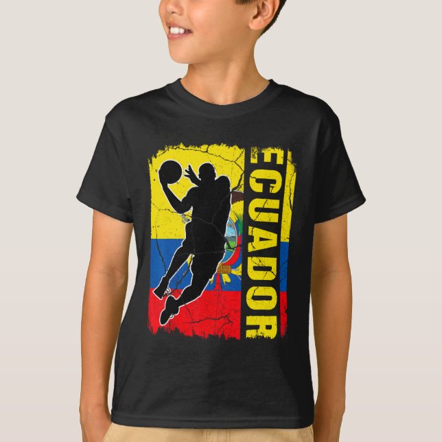 T-shirt Joueur équatorien de basket-ball Equateur Drapeau  (Devant)