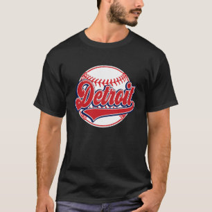 T-shirt Joueur et fan de baseball vintage Detroit Cityscap
