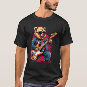 T-shirt Joueur Guitare Ours Drôle Jouer Guitare Musique Gu