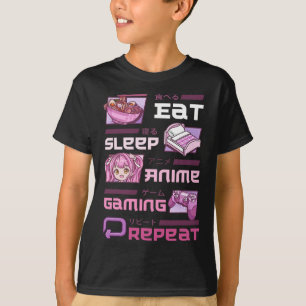 T-shirt Joueur Jeux vidéo drôles Manger Dormir Anime Jeux