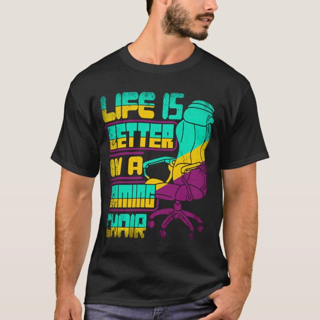 T-shirt Joueur Joueur en chaise de jeu vidéo (Devant)