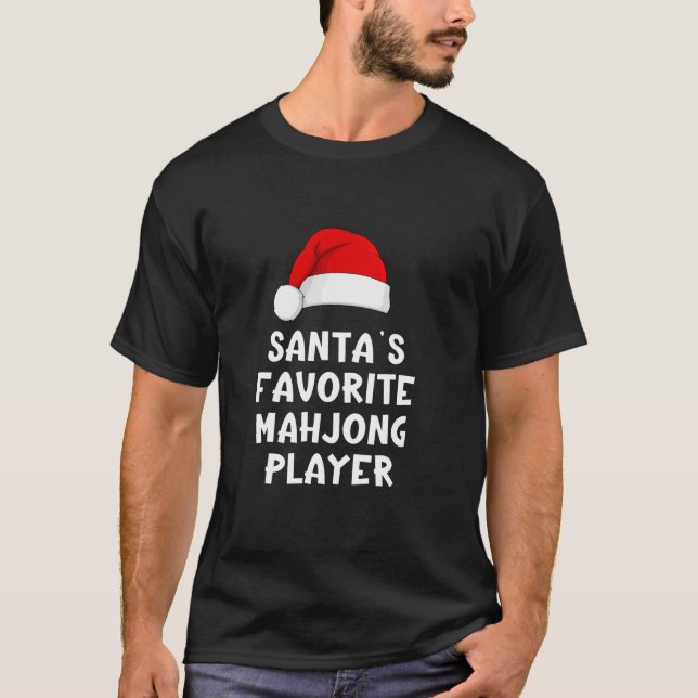 T-shirt Joueur Mahjong préféré de Père Noël de Noël Funny  (Devant)