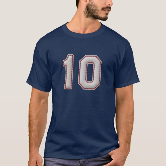 T-shirt Joueur numéro 10 - points frais de base-ball (Devant)