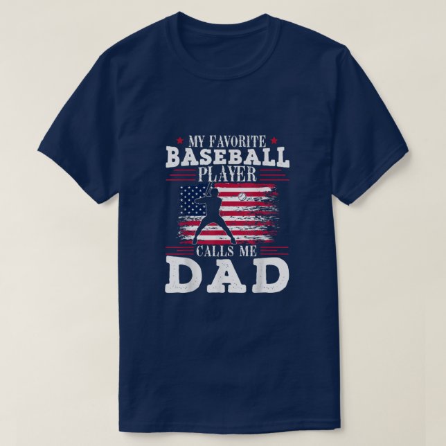T-shirt Joueur préféré de baseball Calls Me Papa Patriotic (Design devant)
