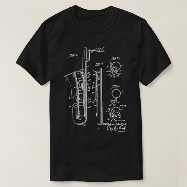 T-shirt Joueur saxophone Cool style brevet Bari Sax (Design devant)