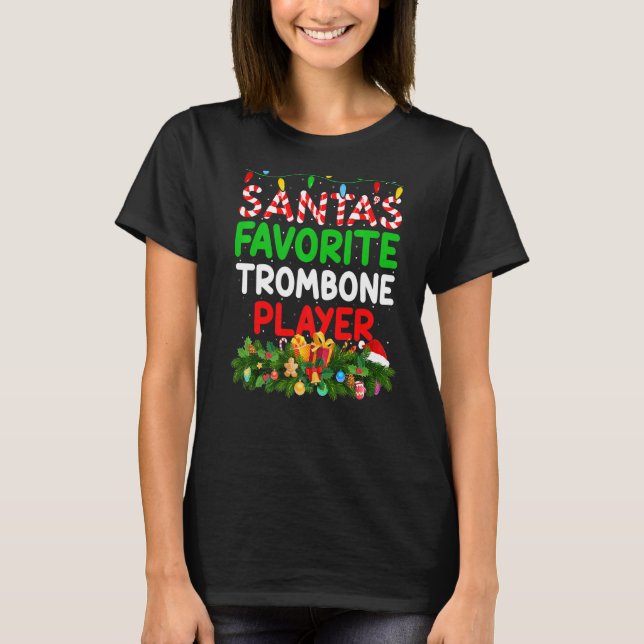 T-shirt Joueur Trombone Préféré de Père Noël (Devant)