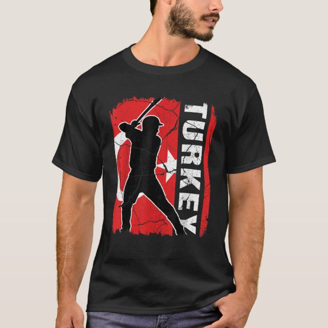 T-shirt Joueur turc de baseball Turquie Drapeau Fans de ba (Devant)