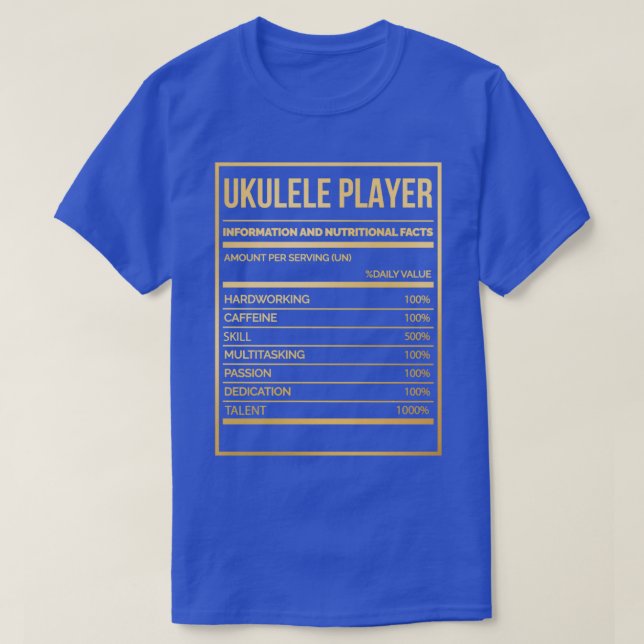 T-shirt Joueur Ukulele Funny Étiquette nutritionnel Ukulel (Design devant)