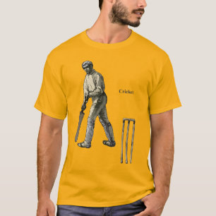 T-shirt Joueur vintage de cricket avec chauve-souris et wi