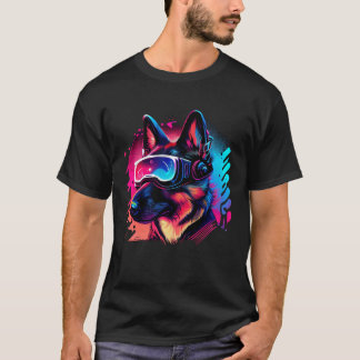 T-shirt Joueur VR Berger Allemand Dans Casque VR Réalité V