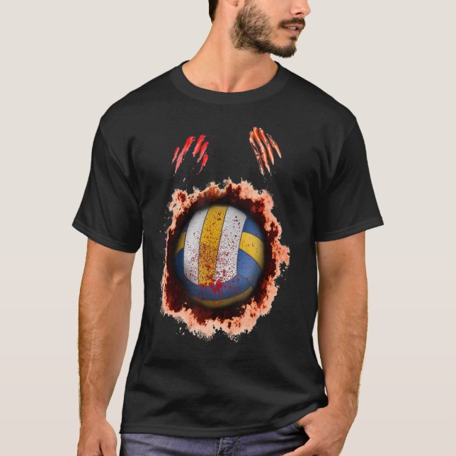 T-shirt joueur zombie effrayant volleyball déplaisant voll (Devant)