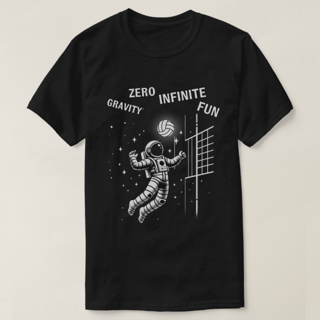 T-shirt Joueurs amusants de volley-ball en costume astrona (Design devant)