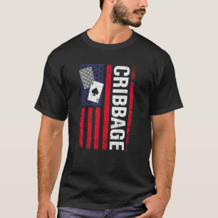 T-shirt Joueurs de la carte à drapeau américain Cribbage