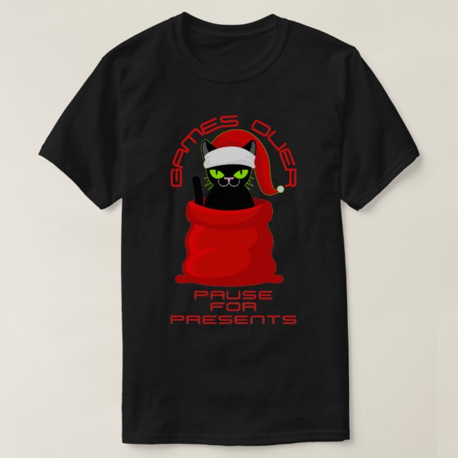 T-shirt Joueurs Jeu de chat sur la PAUSE pour les présents (Design devant)