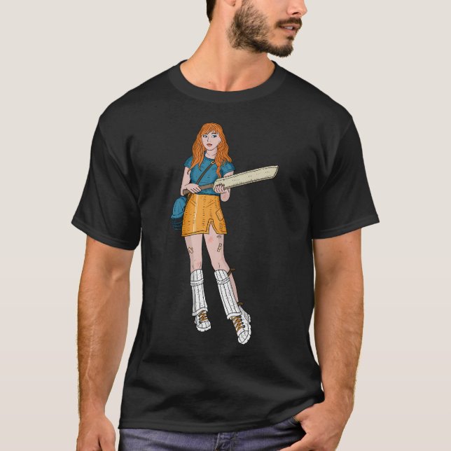 T-shirt Joueuse de cricket fille. (Devant)