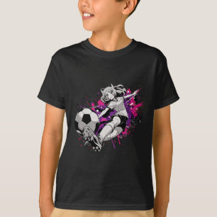 T-shirt Joueuse de football Catgirl sur le terrain Kemonom