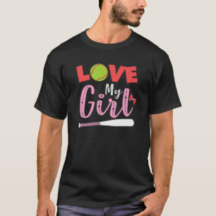 T-shirt Joueuse de softball Maman mignonne Amour Ma Fille
