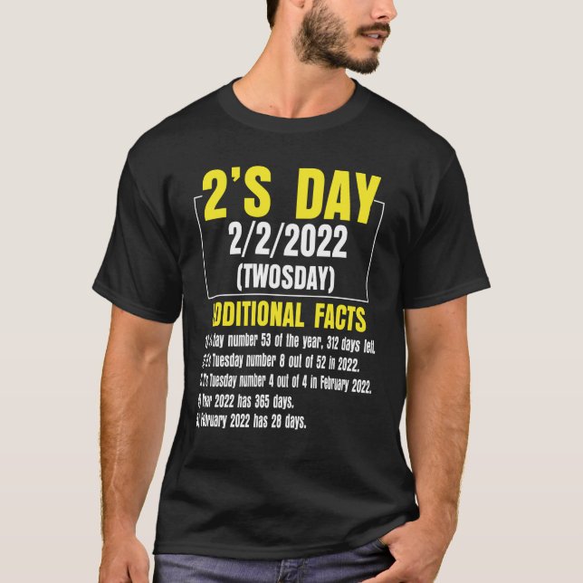 T-shirt Jour 2 Jour Jeudi Mardi 22 Février 2022 2/22/22 (Devant)
