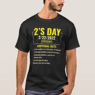 T-shirt Jour 2 Jour Jour Deux Jour Mardi Février 22 Nd 22 