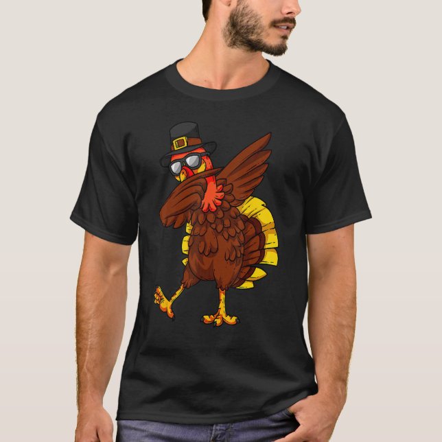 T-shirt Jour d'Action de grâce Dabbing Turquie Pèlerin Gar (Devant)
