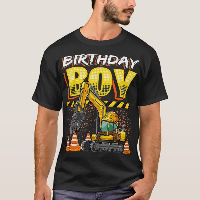 T-shirt Jour d'anniversaire Garçon Excavateur Construction (Devant)