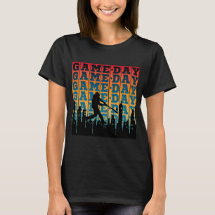 T-shirt Jour de jeu Vintage Silhouette Joueur Typographie