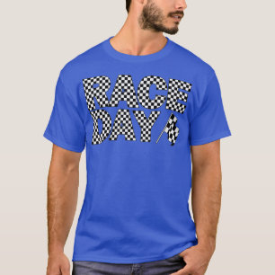 T-shirt Jour de la course À damiers Lettering Racing Flag