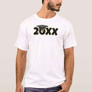 T-shirt Jour de la Graduation Année Casquette noir et blan