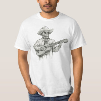 T-shirt Jour de la guitare de jeu squelettique morte