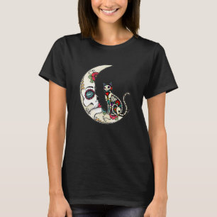 T-shirt Jour De La Mort Chat Sur La Lune Amour Chat Mexica