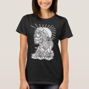 T-shirt Jour De La Mort Crâne Sugar Coloriage V3 Gitan Et