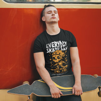 T-shirt Jour de la Patinée Crâne Skateboard Graphic Tee