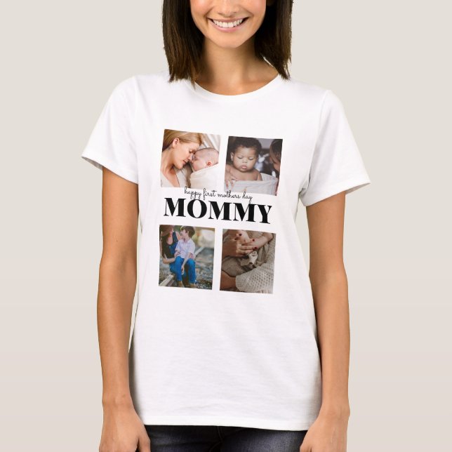 T-shirt Jour de la première mère mignonne photo collage T- (Devant)