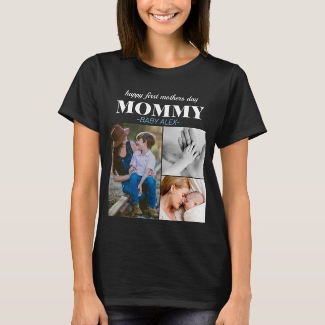 T-shirt Jour de la première mère mignonne photo collage T- (Devant)