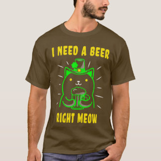 T-shirt Jour de la Saint Patrick Cat J'Ai Besoin D'Une Biè