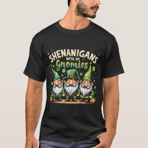 T-shirt Jour de la Saint Patrick chanceux léopard gnomes S