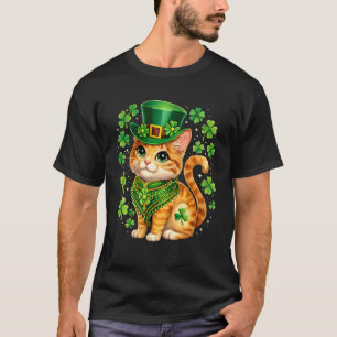 T-shirt Jour de la Saint-Patrick Chat Chapeau de Leprechau