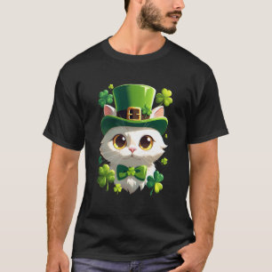 T-shirt Jour de la Saint-Patrick Chat Chapeau de Leprechau