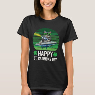 T-shirt Jour de la Saint-Patrick Chat UFO Espace Joyeux St