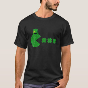 T-shirt Jour de la Saint Patrick Gamer Leprechaun Manger S