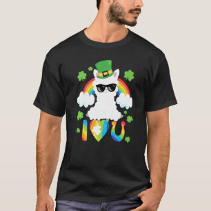 T-shirt Jour de la Saint Patrick Je t'aime Llama Rainbow H