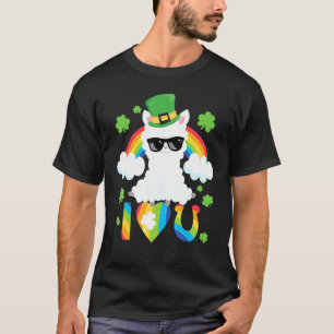 T-shirt Jour de la Saint Patrick Je t'aime Llama Rainbow H
