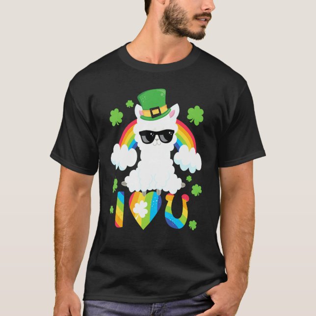 T-shirt Jour de la Saint Patrick Je t'aime Llama Rainbow H (Devant)