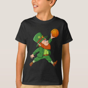 T-shirt Jour de la Saint Patrick Leprechaun Basket Lucky B
