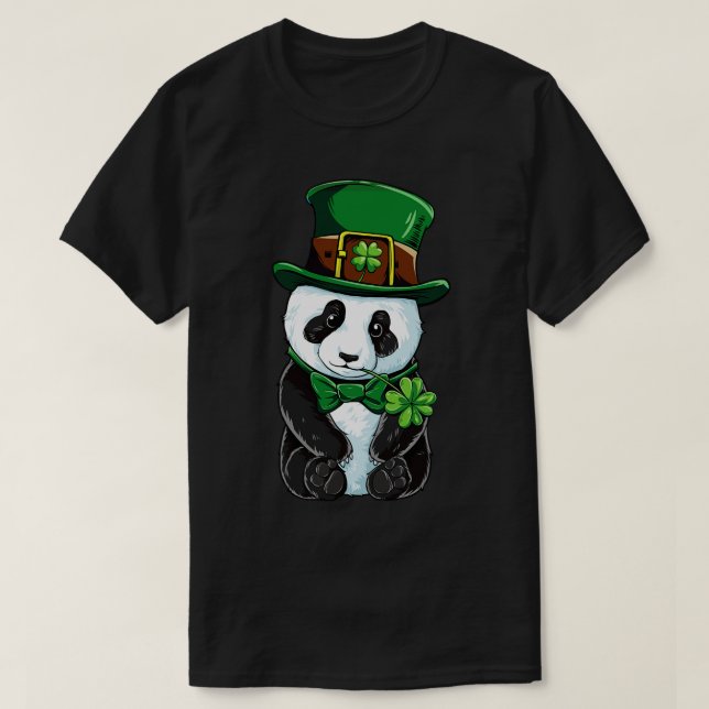 T-shirt Jour de la Saint Patrick Leprechaun Panda Cute Cad (Design devant)