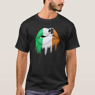T-shirt Jour de la Saint Patrick Lip Irlande Drapeau Lucky