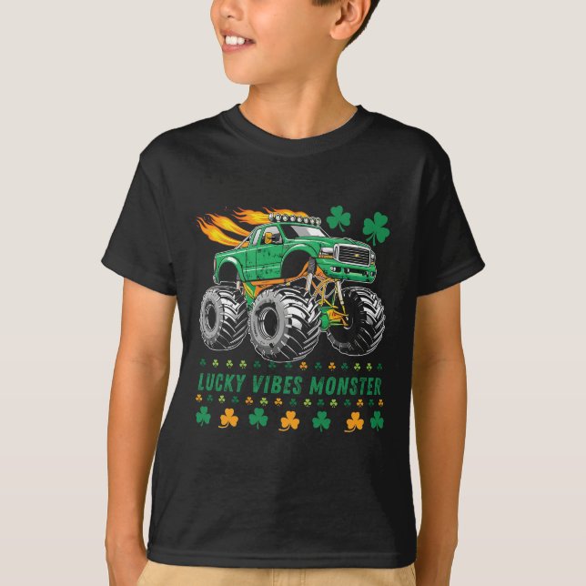 T-shirt Jour de la Saint Patrick Lucky Vibes Monster Truck (Devant)