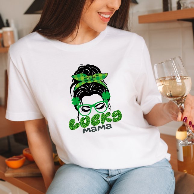 T-shirt Jour de la Saint Patrick Mignonne maman visage Ret (Créateur téléchargé)